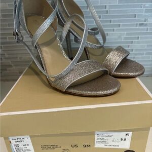 Michael Kors Astrid Glitter Silver High Heel Sandal  SIZE 9M